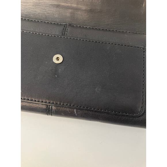 COACH LARGE BLACK SMOOTH LEATHER WALLET WITH EMBOSSED LOGO - Picture 14 of 14